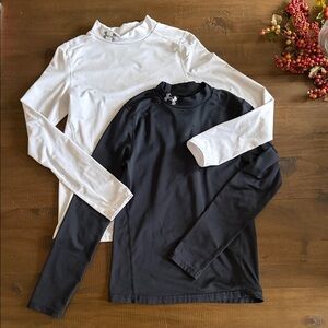 Under Armour Kids Long Sleeve Shirts - White and Black